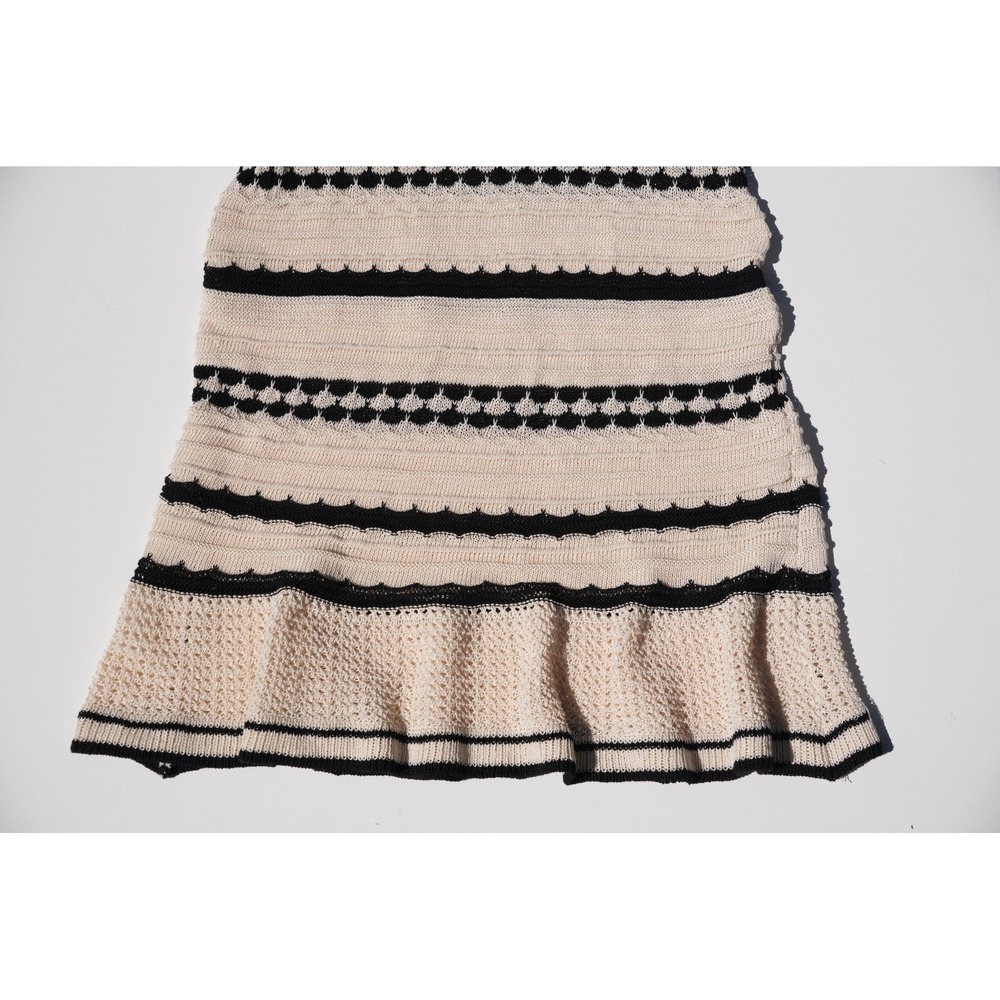 Joie Women's Knit Sweater Dress Size L Striped Sleeveless Midi Tan White Black - Picture 3 of 8